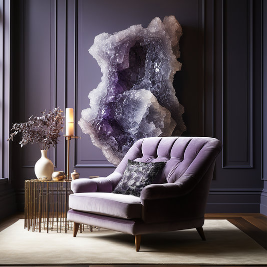 アメジスト天然石柄クッション-Deep Purple Amethyst【IIRIDO (イリド)- 石のない石屋】