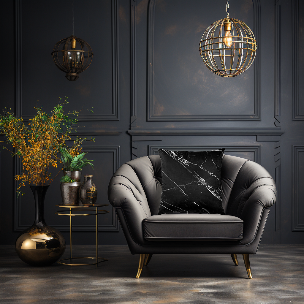 大理石天然石柄クッション-Black Marble【IIRIDO (イリド)- 石のない石屋】