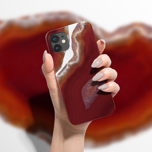 レッドアゲートスライス ハードスマホケース - Red Agate Slice