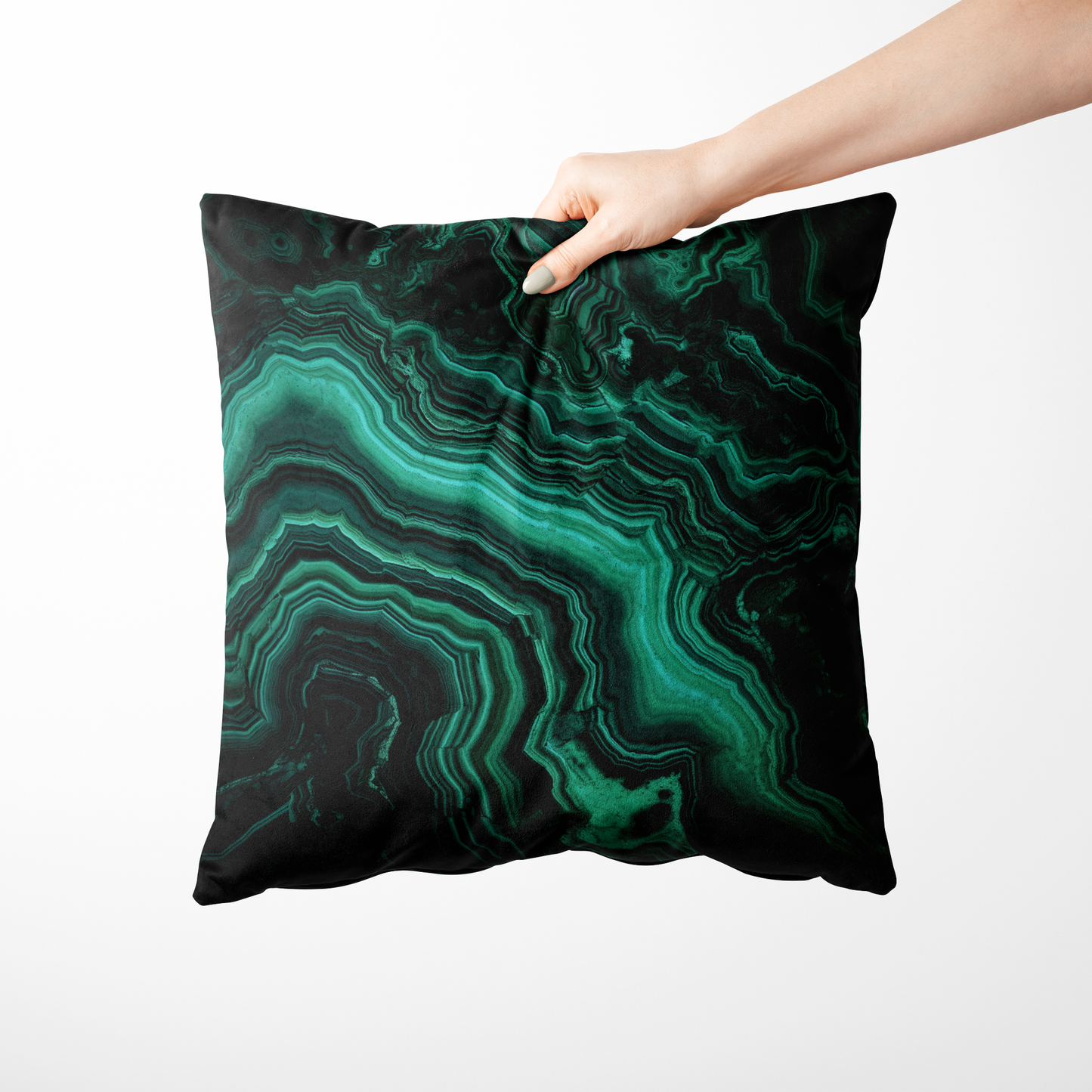 マラカイト天然石柄クッション-Neon Green Malachite【IIRIDO (イリド)- 石のない石屋】