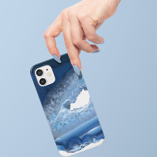アクアブルーアゲートスライス ハードスマホケース - Aqua Blue Agate Slice