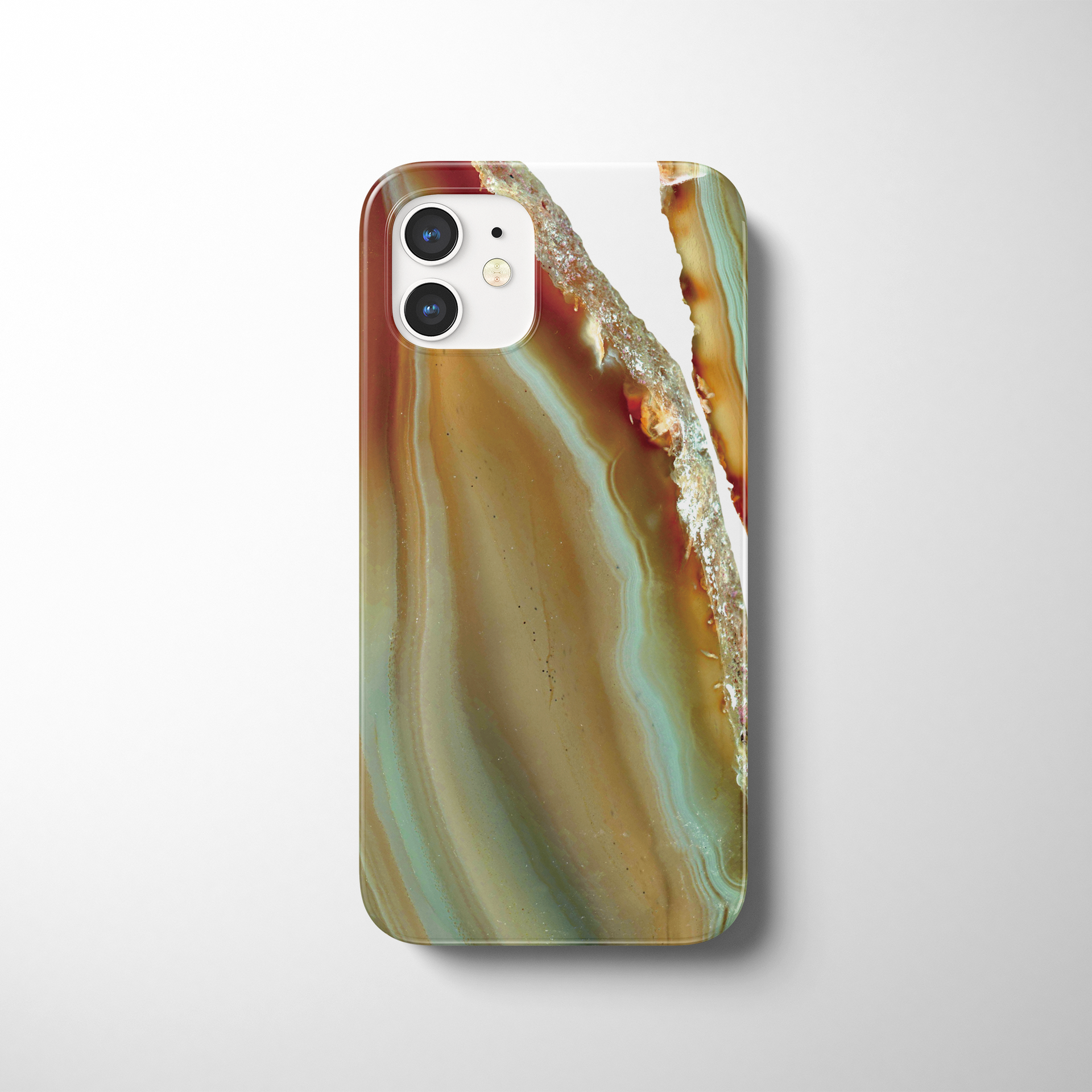 天然石柄 スマホケース iPhone最新機種対応 - Yellow Agate Slice